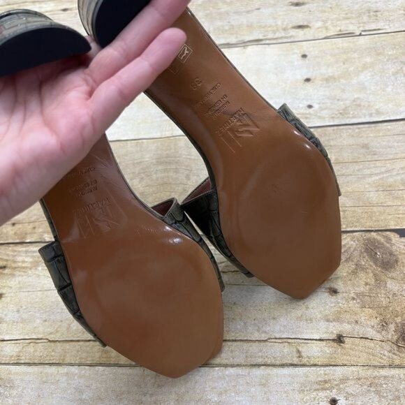 Martinez Croc-Embossed Mules in Olive - Picture 4 of 4